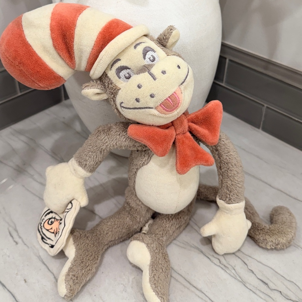 RETRO STYLE Dr. Seuss Plush with Gray Fur. Muted Tones. Vintage Look